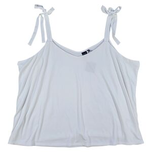 Kaari Blue Curvy Blouse Womens 3X‎ White Sleeveless Tie Strap Top Easter Spring